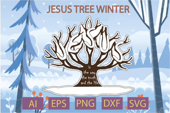 Jesus Tree Winter Graphics for T-Shirt Designs