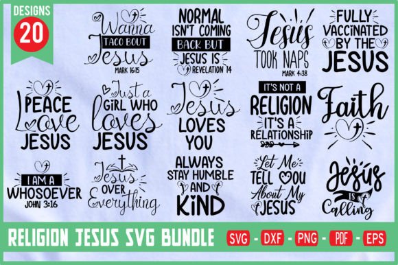 Religion Jesus SVG Bundle: Graphics & T-Shirt Designs